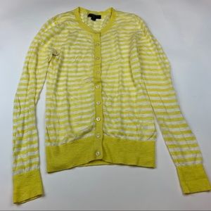 Banana Republic Yellow and White Striped Cardigan
